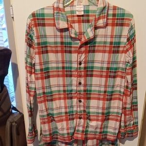 Cat & Jack Plaid Button-Up Front Pajamas Long Pants Christmas